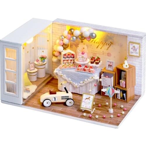 CUTEBEE DIY Doll House Wooden Casa Doll Houses Miniature Dollhouse Furniture Kit with LED Toys for children Christmas Gift QT10