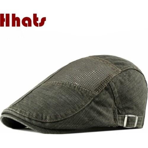 Cotton Mesh Newsboy Flat Ivy Cap Breathable Golf Driving Beret Hat Vintage Men Advanced Peaked Cap Driving Golf Cabbie Hat Bone
