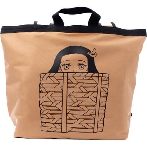 Demon Slayer Bag Anime Cosplay Canvas Bag Lady Cartoon Kadomon Nidouzi Anime Backpack School Bag Canvas Bag One-Piece Bag