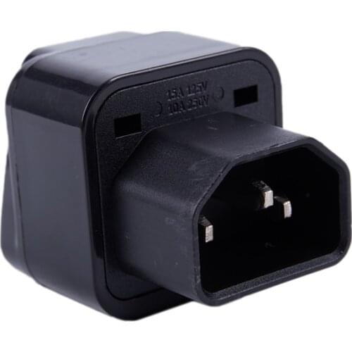 IEC 320 C14 to universal Female Power Adapter AC Power Plug Connector, Black CNIM Hot
