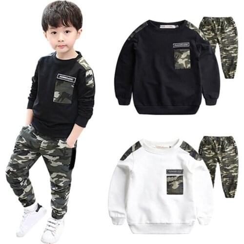 Baby Boy Clothing Suits Spring Casual Baby Clothes Sets Children Suit Sweatshirts+Sports Pants Autumn Kids Set Camouflage