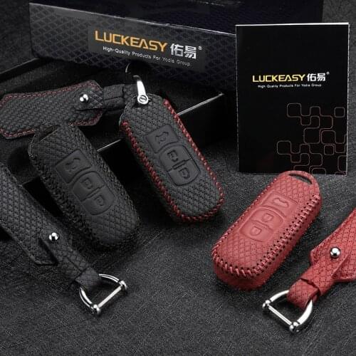 Leather key cover 3 button for mazda 3 axela 2014 2016 mazda 6 atenza 2014 2017 bag car key case