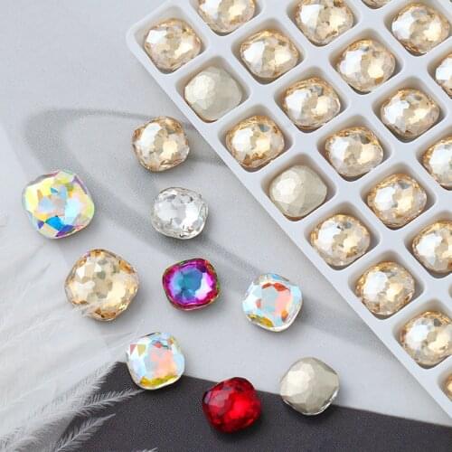 10mm Glue On Rhinestones K9 Glass Square Crystal Stones New Arrival Shiny Rhinestones For Clothes Wedding Dress Decoration