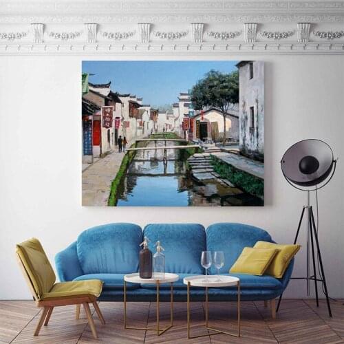 Summer landscape sea coconut town oil painting DIY painting digital art painting digital family Hotel decorative painting