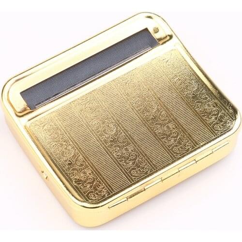 70/78 MM Gold Metal Cigarette Rolling Machine Box Case Rolling Papers Tobacco Roller Rolling Machine Cigarette Maker