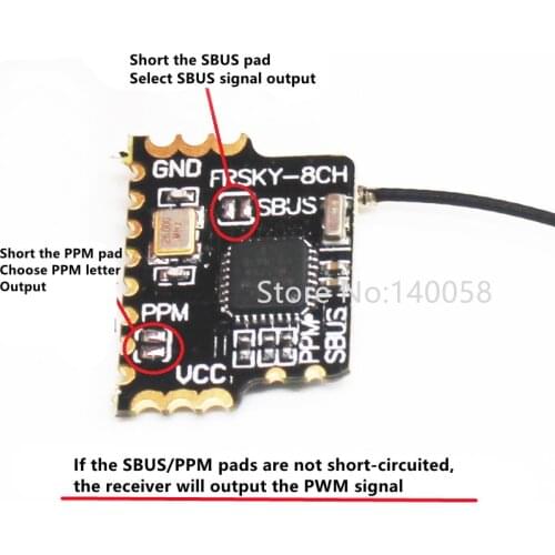 2.4G 8CH D8 mini receiver with PWM PPM Sbus output, compatible with frsky X9D remote control XJT DFT DHT