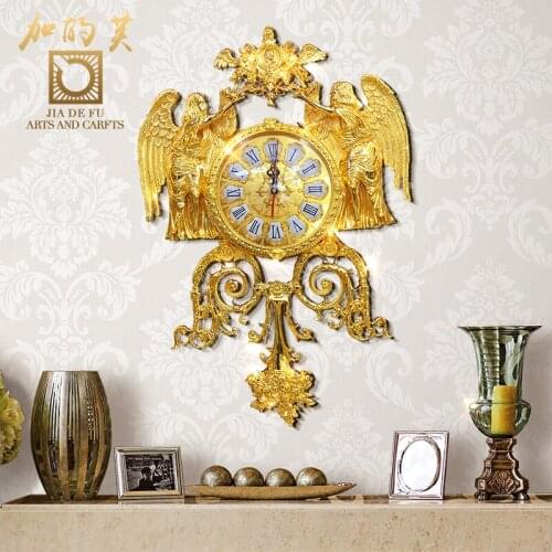 Zq European Style Living Room Wall Clock Pure Copper Pocket Watch Fashion Art Wall Clocks Mute Decorative Clock