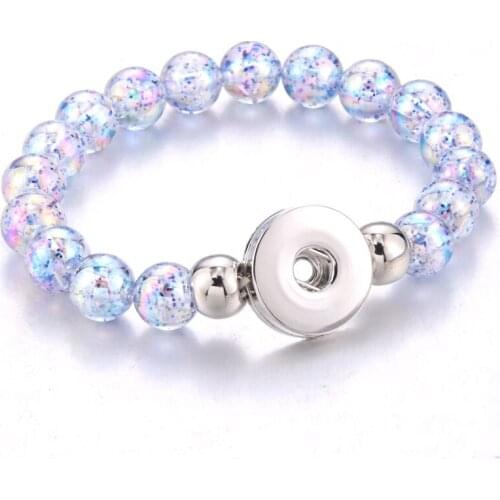 2019 New 18MM Snap Button Bracelet Handmade Imitation Pearl Beads Snap Bracelet Adjustable Elastic DIY Charm Bracelets