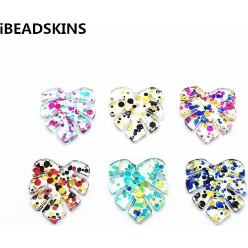 New arrival! 30x26mm 100pcs Built-in sequins feather charm for Jewelry Findings/Earrings DIY parts,Jewelry Findings & Components