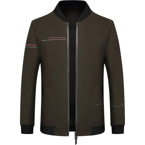 Autumn Men’s Top Grade Wool Coat Casual Baseball Collar Solid Color Slim fit Long Sleeve Zipper Jacket Spring Tops Menswear