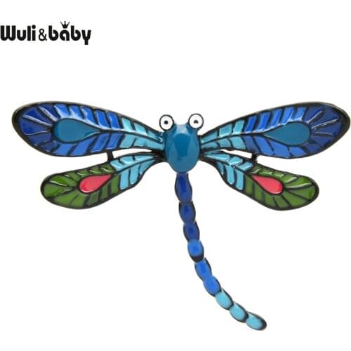 Wuli&baby 4-color Enamel Dragonfly Brooches For Women Unisex Party Office Insects Brooch Pins Gifts