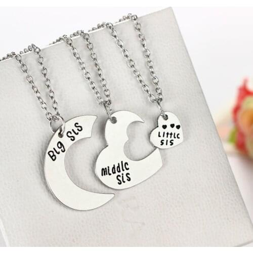 Big Middle Litter Sis Pendant Necklace Best Friend Gifts Family Sister Jewelry Necklaces Women Charm Chain Love