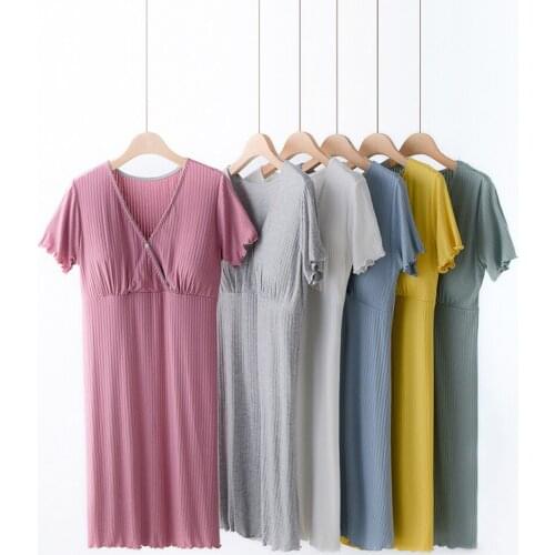 Pregnancy Pajamas Sleepwear Nursing Pregnant Pajamas Mother Breastfeeding Nightgown Elegant Maternity Nursing Dress