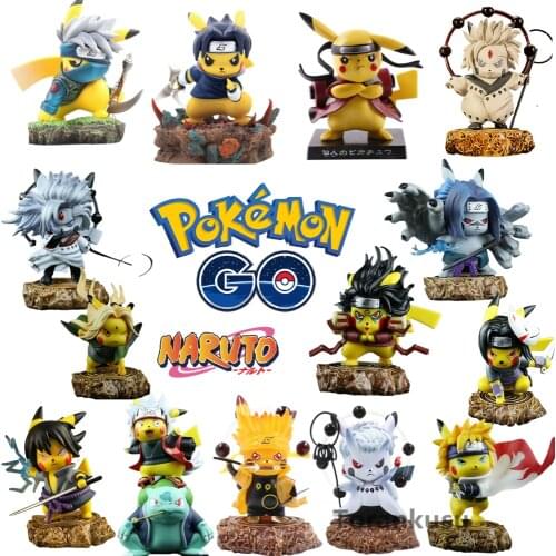 Pokemon Naruto Pikachu Anime Figure Uzumaki Itachi Sasuke Cute PVC Toys Kakashi Tsunade Model Action Figma Bulbasaur Jiraya Doll