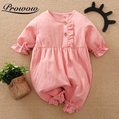 Prowow Sweet Baby Girl Romper Summer Newbrorn Jumpsuits For Baby Clothes Female Kids Playsuit For Babies Elastic Infant Overalls