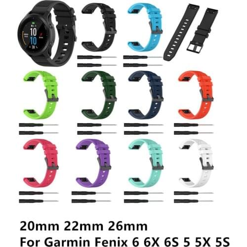 26MM 22MM 20MM Watchband Strap for Garmin Fenix 6X 6 S 5X 5 5S Fenix 3 HR GPS Watch Quick Release Silicone Easyfit Wrist Band
