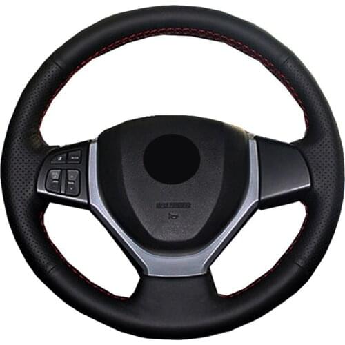 Hand Sewing Car Steering Wheel Cover Wrap Suede Cow Leather For Suzuki Swift 2011-2017 Vitara 2015-2020 Celerio 2015-2019 SX4