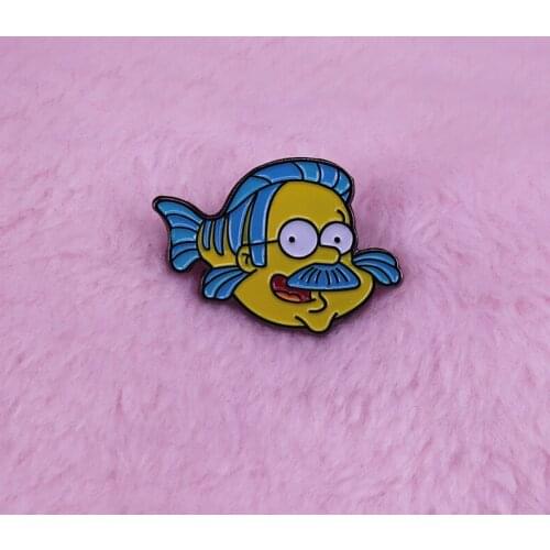 Ned flounders crossover badge little mermaid funny cartoon accessory