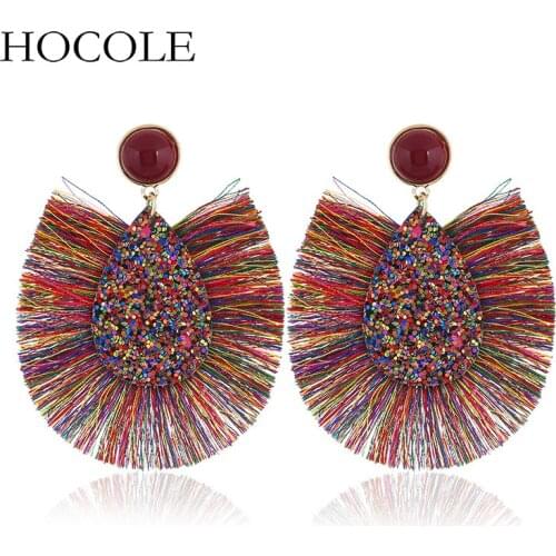 Bohemian Rhinestone Water Drop Tassel Earrings Handmade Multicolored Fringed Drop Dangle Earring For Women boucle d'oreille