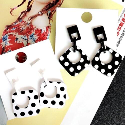 Women Polka Dot Dangle Earrings Hollow Rhombus Geometric Dangle Ear Stud Cuff Earrings Jewelry pendientes серьги женские