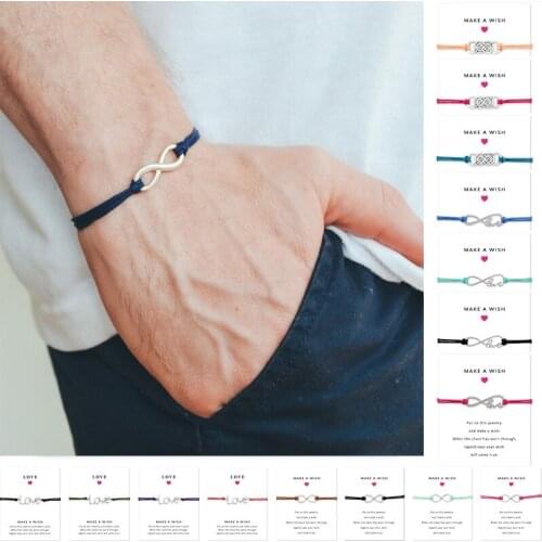 Girls Adjustable Friendship Engagement Wedding Bridesmaid Jewelry with Card Infinity Love Make a Wish Charm Bracelets for Women