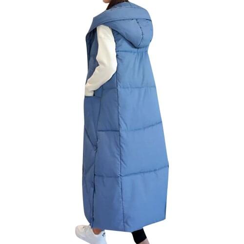 Winter Womens Vest Jacket Lengthened Thick Keep Warm Down Coat Student Lady Solid Color Loose Casual Overcoat Clothing 2021 #F4