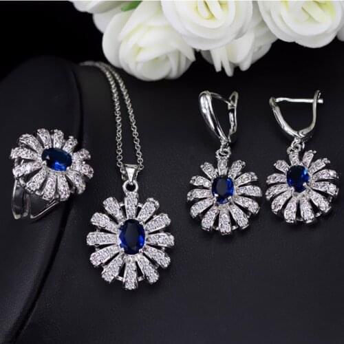 Zlxgirl AAA cubic zircon bridal jewelry sets for women Metal copper Pendant with earring ring accessory sets