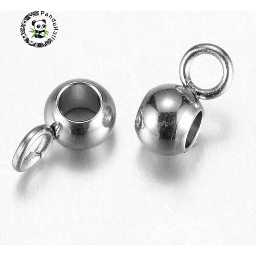 304 Stainless Steel Hanger Links, Rondelle Bail Beads, Stainless Steel Color, 7x3.5x4mm, Hole: 1.5mm; Inner Diameter: 2mm