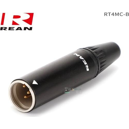 1Pcs REAN mini XLR black gold-plated TINY male plug RT4MC-B four-pin SHUER fever audio speaker microphone