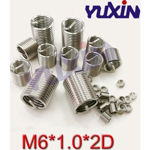 100pcs M6*1.0*2D Wire Thread Insert Stainless Steel 304 Wire Screw Sleeve, M6 Screw Bushing Helicoil Wire Thread Repair Inserts
