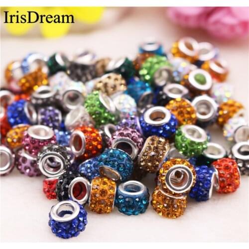 20Pcs New Big Hole Lot CZ Rhinestone Crystal Inlaid Murano Glass Beads Charms Fit Pandora Bracelets For Jewelry Making DIY Women