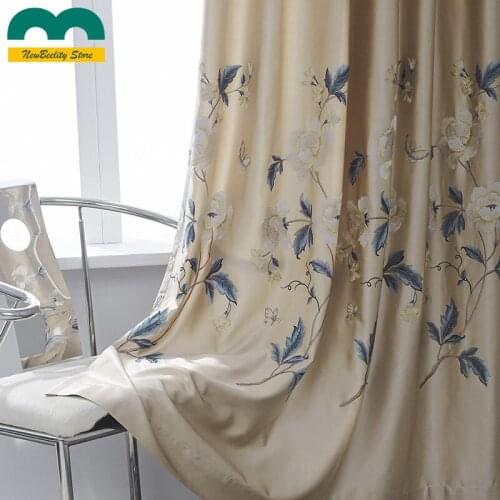 2021 High-precision Butterfly Embroidered Curtain Chinese-style Customized Finished Curtains for Living Dining Room Bedroom