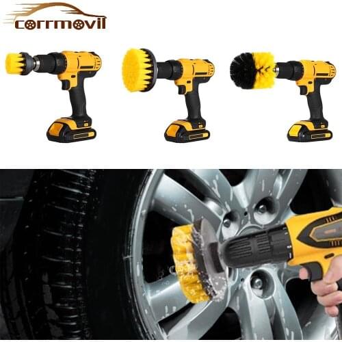 3PCS Electric Scrubber Brush Drill 2/3.5/4 Inch Power Scrub Clean Brush Nylon Brushes For Furniture Car Interiors Tires Cleaning