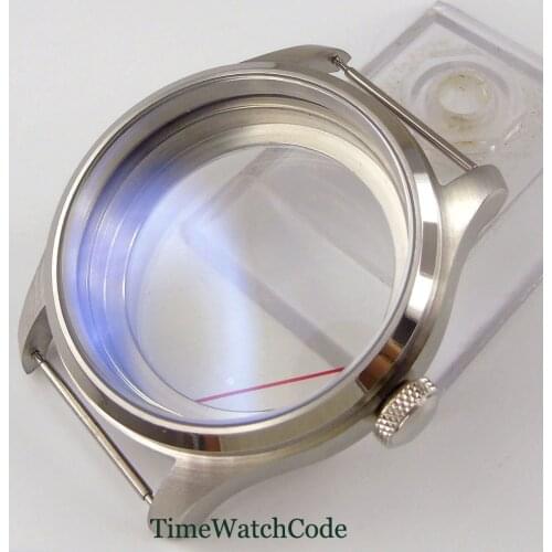 46mm Watch Case parts fit for 6498 6497 hand winding movement clear case back