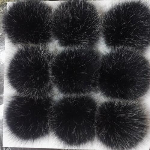 9pcs/lot 8cm Natural Real Fox Fur Ball Pom Poms Fluffy Fur Pompom DIY For Women Kids Winter Hat Skullies Beanies Knitted Cap