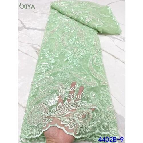 African French Tulle Lace Fabric High Quality Handmade Beads Lace Fabric for Wedding Party Sewing Nigerian Mesh Lace APW4402B