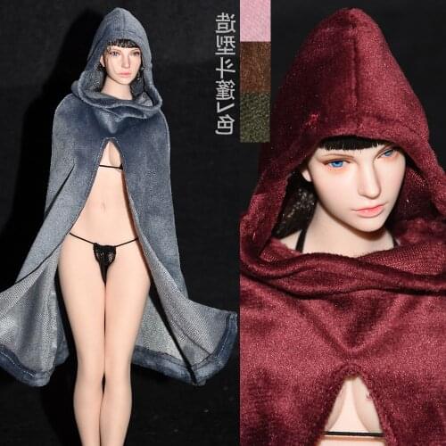 1:6 Velvet Hooded Cloak Posed Clothes For S43 S07 12'' Female PHicen TBL HT Action Figure Body Toys