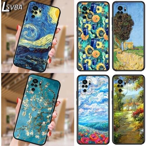 Van Gogh Star flower for Xiaomi Redmi Note 10 10S 9 9T 9S 9Pro Max 8T 8Pro 8 7 6 5 Pro 5A 4X 4 Soft Black Phone Case