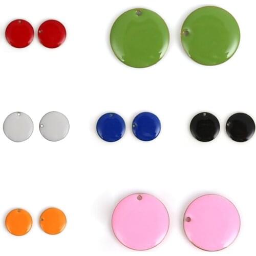DoreenBeads Fashion Copper Enamelled Sequins Pendant Charms Round Unplated Colorful Enamel Jewelry DIY 20mm( 6/8") Dia, 5 PCs