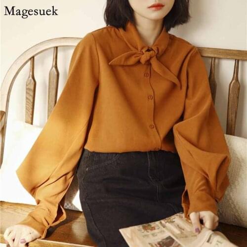Elegant Full Korean Office Lady Clothes Casual Plus Size Woman Shirt Cotton Blouse Women 2020 Autumn Solid Korean Tops 10471