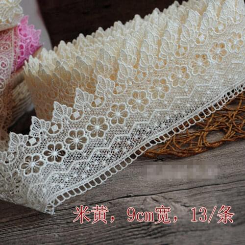 13 meter/pack Hollowed out diy European water soluble embroidery floral leaf decoration curtain home lace tassel trims M284
