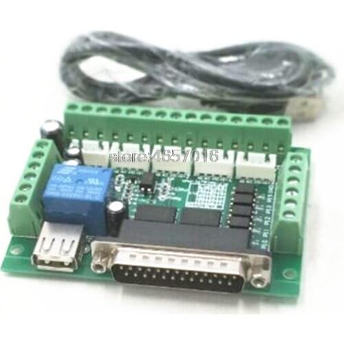 1 Set MACH3 Engraving machine 5 Axis CNC Breakout Board With Optical Coupler For Stepper Motor drive controller+USB cable