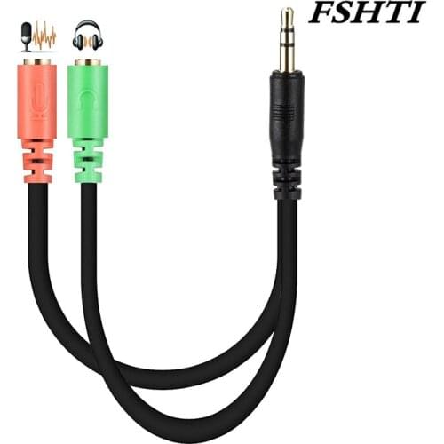 AUX Cable 3.5mm Stereo Audio Plug 2 Male to 1 Female Adapter Cable Splitter Microphone and Headphone Jack Cord