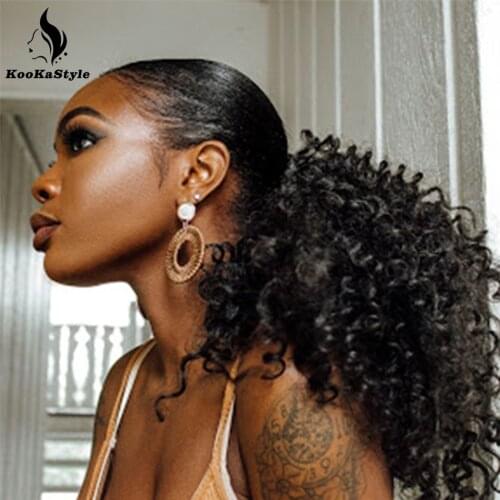 KookaStyle Drawstring Puff Ponytail Afro Kinky Curly Hair Extension Synthetic Clip in Pony Tail African American Hair Extension