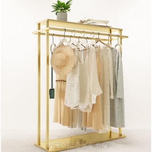 Clothing store in the island display shelf floor-to-floor double row side shelf nano gold selling clothes in the middle shelf