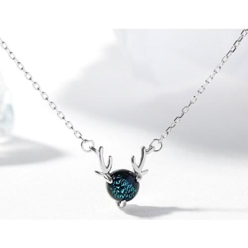 ModaOne Cute Antler Glazed Trendy Clavicle Chain Silver Color Necklace For Women Girls Fashion Luxury Dainty Jewelry Gifts