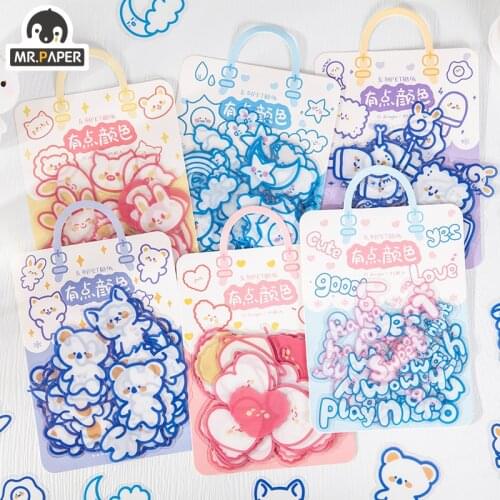 Mr.Paper 6 Designs A Little Color Series Original Illustration PET Sticker Scrapbook Cute Decoration DIY Stationery Sticker
