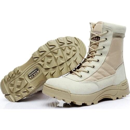 New Mens Outdoor Army Hiking Boots Combat Desert Leather Airsoft Black Tan Boots Military Waterproof Hunting Martin Boots Shoes