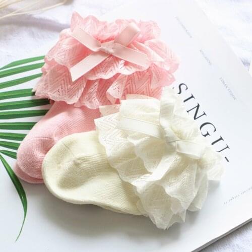 Spring Autumn New Baby Socks Cute Lace Flower Bows Newborn Baby Girl Socks Cotton Princess Girls Socks recien nacido calcetines
