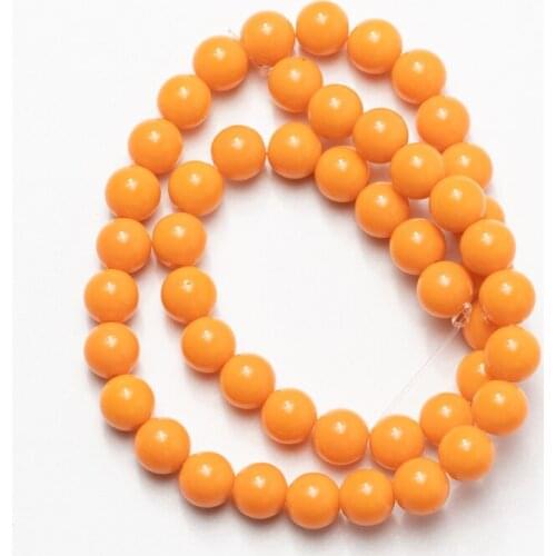 Wholesale Orange Glass Beads Natural Stone Round Loose Beads Needlework for Jewelry Making DIY Bracelet Necklaces Earrings 8mm